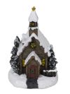 Nostalgisk dekor kirke med ledlys Brun-flerfarget