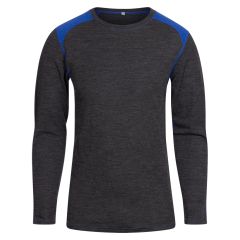 Top langermet ull/tencel Grå-blå