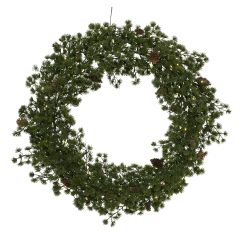 Grankrans med kongler og 50 ledlys  Pines Grønn