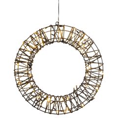 Ledlysring 40cm i rotting med 60ledlys-8 funksjoner Shine Brun