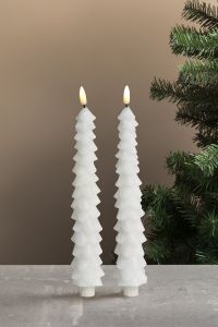 Stakelys juletre 2pk med ledlys 24cm Hvit Tree Hvit