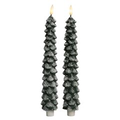 Stakelys juletre 2pk med ledlys  24cm grønn Tree Grønn frostet