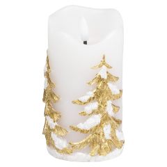 Led kubbelys med juletre dekor 14,5cm Snow Hvit/gull