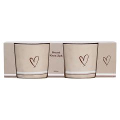 Krus 2pk Heart 380ml Sand