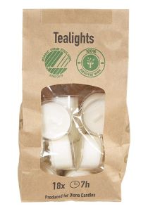 Telys i blank kopp 7t 18pk hvit