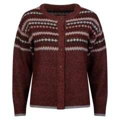 Cardigan Jaquard Rødbrun