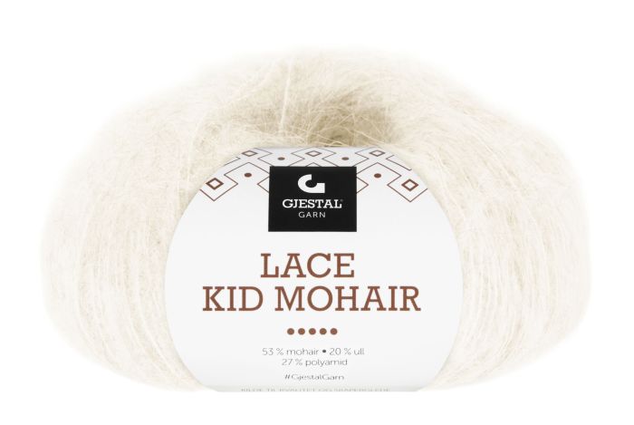 Gjestal Garn Lace Kid Mohair garnnøste 904-hvit
