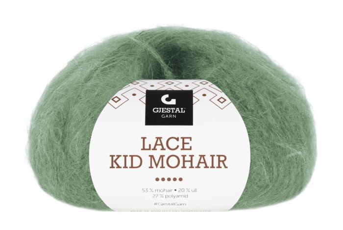 Gjestal Garn Lace Kid Mohair garnnøste 915-gressgrønn