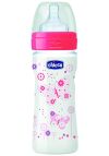 Chicco Wellbeing tåteflaske med silikon tåtesmokk 250ml rosa