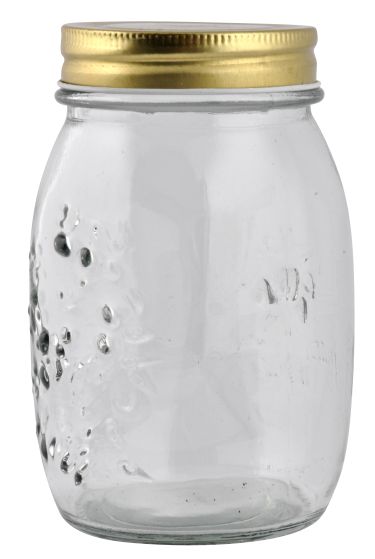 Sylteglass 0,5l med skrulokk transparent med gullfarget lokk