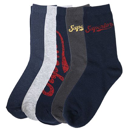 Superior sokker 5pk marine, grå og hvit