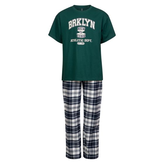 Pyjamas sett med flannels bukse Grønn