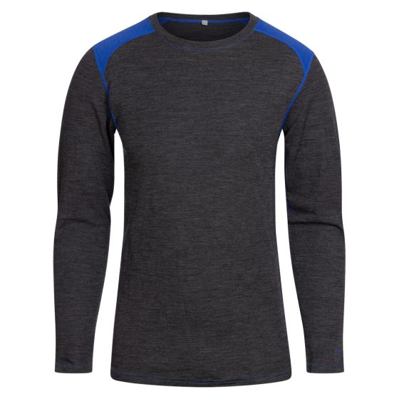 Top langermet ull/tencel Grå-blå