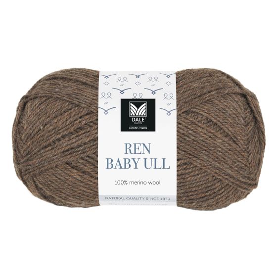 Merino 28 50gr garnnøste 108 - Mørk brun melert