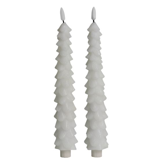 Stakelys juletre 2pk med ledlys  24cm Hvit Tree Hvit
