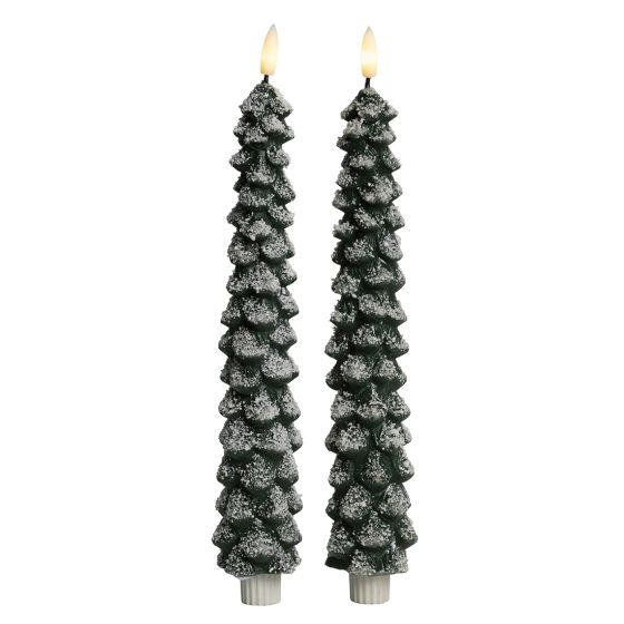 Stakelys juletre 2pk med ledlys  24cm grønn Tree Grønn frostet