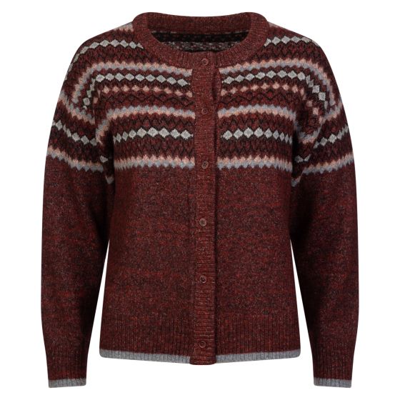 Cardigan Jaquard Rødbrun