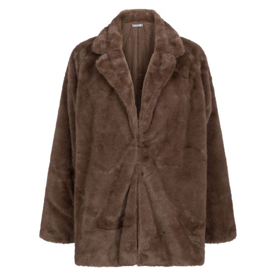 Fuskepels jakke Nayra Grå-beige