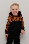 Kids Clothing Hettegenser mønstret sort og oransje.
