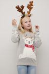 Christmas Cozy polarbear genser til barn gråmelert.