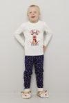 Rudolf pyjamas til barn offwhite/blå.