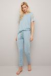 Loved Pyjamas med print og blonder blå