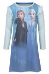 Disney Frozen nattkjole med lang erm i 100% bomull blå med print.