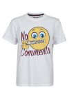 Teen Club T-skjorte i 100% bomull med No Comments print foran hvit