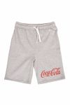 Coca Cola shorts med knyttesnor og Coca Cola print gråmelert