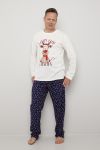 Christmas Rudolf Pyjamas hvit-blå.