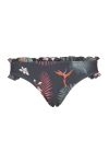 Swimwear bikinitruse med frynser og tropisk print koksgrå-korall