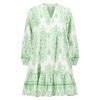 Louisa kjole Grønn-hvitmønstret