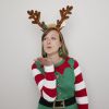 Crazy Christmas Funny hårbøyle reinsdyrhorn og LED-lys brun