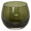 Rutle telysglass 9x9x7,5cm grønn