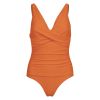 Swimwear Bermuda badedrakt med drapering oransje
