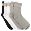 Sokker 5pk ribbestrikket med striper Hvit-grå