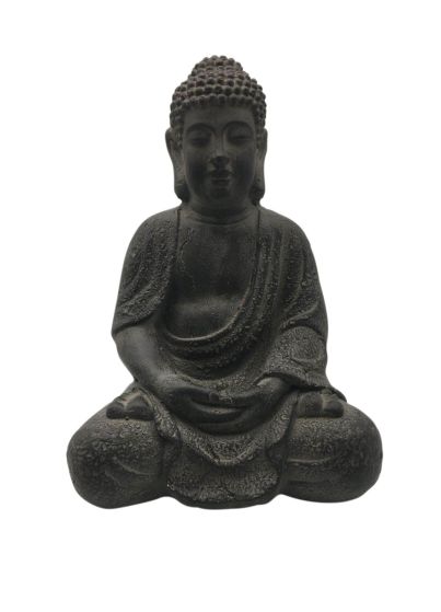 Tyra Buddha sittende antikk sort