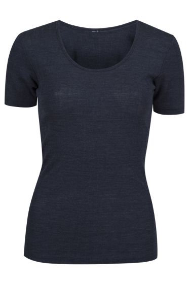 Eva t-skjorte i merinoull/silke marine