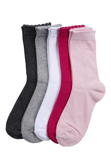 Kids World sokker 5pk i god bomulls kvalitet hvit-rosa-grå