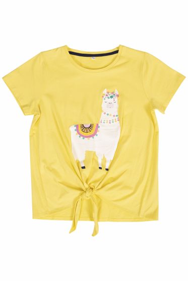 Kids Clothing med lamaprint og tøff knytedetalj gul