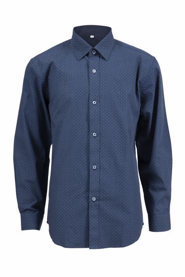 Teen Club skjorte med flott mønster i bomullspoplin marine
