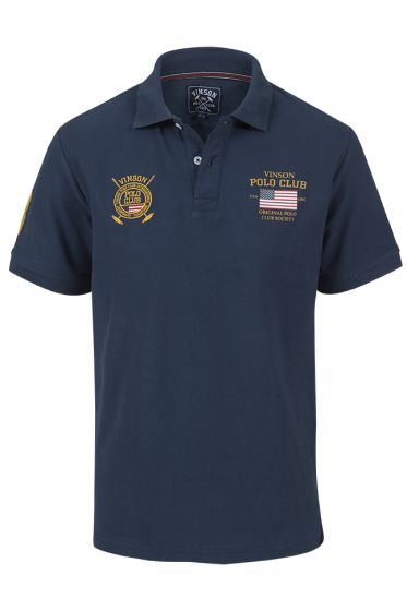 Vinson Polo Club Pique T-skjorte med krage og print blå