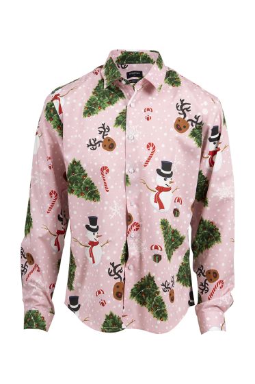 Crazy Christmas Snowman skjorte Skinny fit rosa