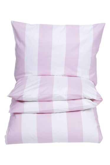Sov Godt sengesett stripes rosa