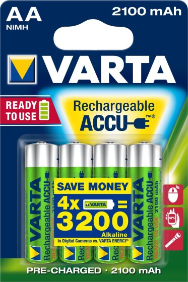 Varta Accu, oppladbar, AA/HR6/2100 mAh- BL 4 standard
