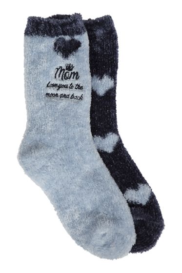 Basic Mom fluffy sokker 2pk marine og blå