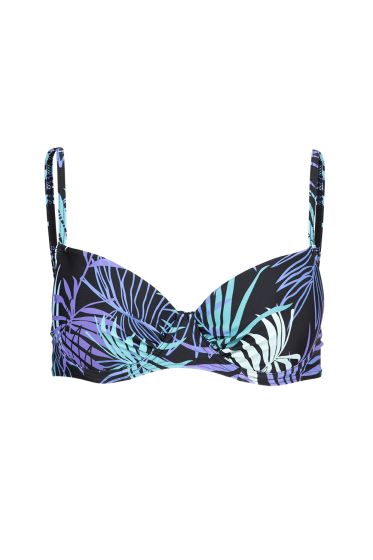 Swimwear Haiti bikinibh med spiler og palmeprint sort-multi