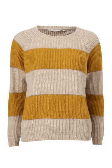 Lifetime stripet genser med lurex beige/gul