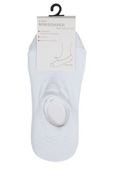 Basic Sneakersokker med antislipp på hel 3pk hvit