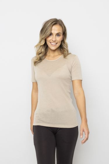 Julie T-Skjorte i ullmiks Beige